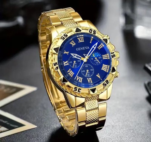 Uhr gold farbe blaues - gold,