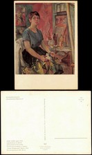 Schulpostkartenserie Sozialistischer Realismus  JUNG Selbstbildnis Atelier 1965