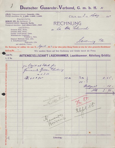 Köln rechnung 1914 - kÖln,,