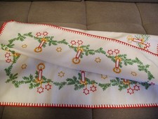 Dick besticke Weihnachtsdecke Tischdecke Handarbeit mit Borte Landhaus Shabby