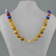 Collier Feuer Acht Prehnit Citrin  Kette Federringverschluss 54,0 cm