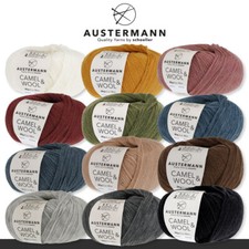Austermann 5x50 g Camel & Wool Wolle Schurwolle Kamel Stricken Häkeln 12 Farben