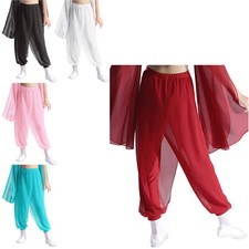 Mädchen Split Chiffon Overlay Bauchtanzhose Yoga Latin Dance Performance Hosen-