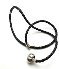 Original Pandora Moments  Lederarmband Schwarz Silber Armband  38cm Nr.5e-