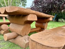 Massive Holzgarnitur,Sitzgruppe,Gartengarnitur,Rustikal,Gartenbank,Sitzgarnitur