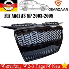 Kühlergrill Grill Frontgrill passend für A3 8P 05-08 Glanz Schwarz Kühler Waben