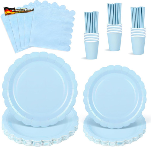 Blaues partygeschirr set 125 - partygeschirr,