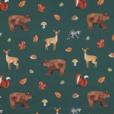 Waldtiere Dunkelgrün Stoff