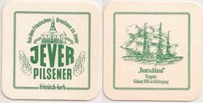 Jever Friesisches Brauhaus - alter Bierdeckel "Deutschland - Fregatte - 1818"