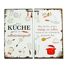 Herdabdeckplatten 2er Set Glas Küche Spritzschutz Spruch 30x53 cm – NEU