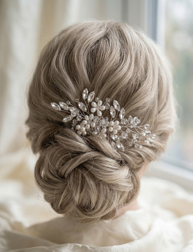 Braut haarkamm silber mit - braut,