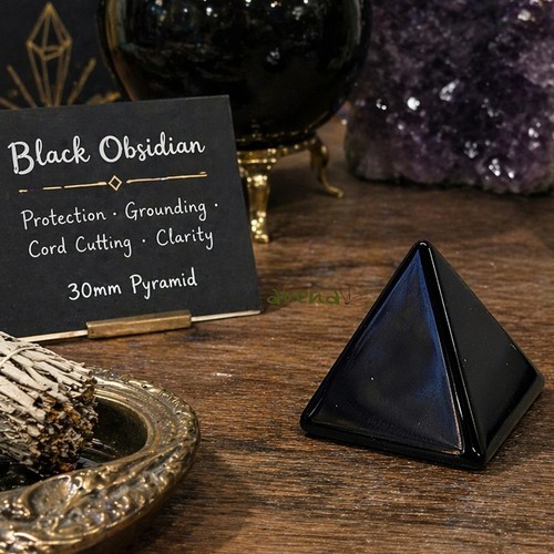 Schwarzer obsidian pyramide - obsidian,