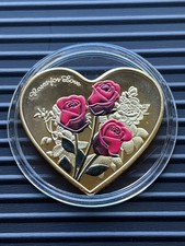 Schöne Herz Medaille *Roses for Love* Rote Rosen, vergoldet - 112 - SELTEN !!