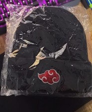 Naruto Akatsuki Gamer Fan Merch Cosplay Mütze Anime Manga Winter Cap Schwarz Rot