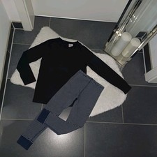 Neu Schlafanzug 122 128 blau weiß gestreift Schlafset H&M Thermounterwäsche Top