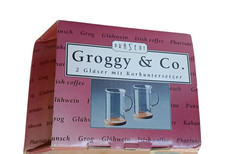 Groggy & Co. 2 Gläser mit Korkuntersetzer Set Teegläser Irish Coffee Gläser