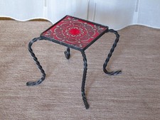 Blumenhocker Schmiedeeisen Keramik Fliese Rot Mid 60/70er Pop-Art Vintage Retro