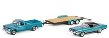 DODGE D-200 + Plymouth GTX + Trailer  - blue - Greenlight 1:64