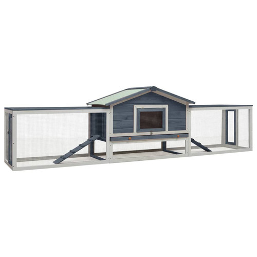 Kaninchenstall grau 310x70x87 - kaninchenstall,