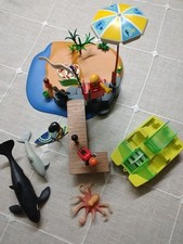 Playmobil Strand,Boot,Surfbrett,Pflanzen,Wal,Delphin,Qualle,Vogel,Steg, Figuren