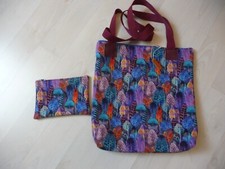Tasche Softshell, wasserabweisend, Bunte Federn, 35 x33 cm, Reißverschluss