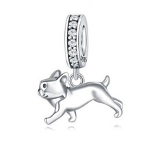 Charm Dangle Hund Welpe 925 Silber Mops Zirkon - Anhänger für Pandora Armband