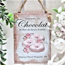 Wandbild Küche Tür Anhänger Holz Schild Deko Hänger Shabby Rosen Bild Donuts