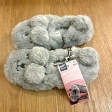 Winterhausschuhe Katzen Plüsch Damen Kuschel Slipper Lustig Rutschfest Grau Neu