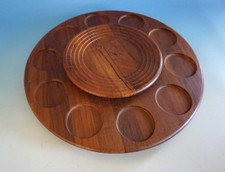 Vintage Digsmed Lazy Susan Teak Holz Fondue Drehteller Rondell Danmark(F024-1311