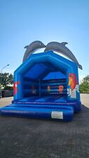 Profi Hüpfburg groß blau 6x5 m  mit Delphin für Vermieter und Eventveranstalter
