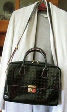 Tasche ARCADIA Business Lackleder schwarz Elegant Damentasche Italy 33 x 23 cm 