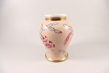 Weimar Thüringen Vase rosa gold Blumen Höhe 18,5cm.