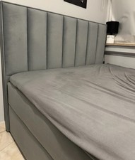 Boxspringbett grau 160x200cm mit Topper, Bettkasten, Stauraumbett Polsterbett