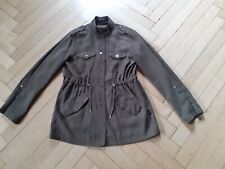Zara Basic Langarm Bluse Jacke khaki grün Tunnelzug Military Gr. S Top Zustand