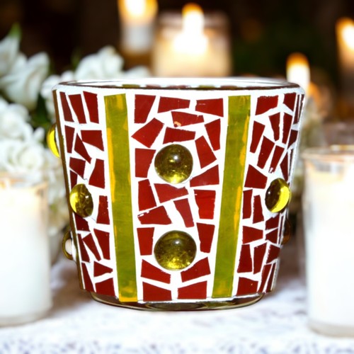 Mosaik windlicht rot - windlicht,