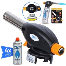 ZMC Gasbrenner 1,3kW Lötlampe + 4x 227g Gaskartuschen Set mit Piezo-Zündung
