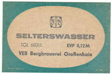 altes DDR Selters Wasser Etikett - Selterswasser - VEB Bergbrauerei Großenhain