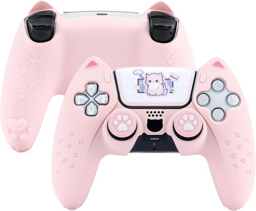 Pink cat paw ps5 controller - pink,