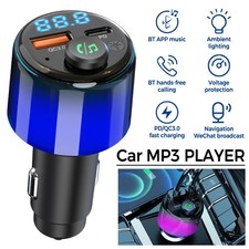 Bluetooth 5.3 FM Transmitter Radio Adapter Car Kit  QC3.0+PD30W Colorful Light