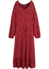 Jerseykleid aus fließendem Viskose-Mix Gr 40/42 Rot Geblümt Damen Midi-Kleid Neu