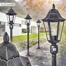 Bewegungsmelder Garten Wege Lampe schwarz/Silber Außen Steh Beleuchtung Laterne