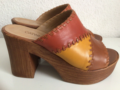 Leder high heels pantoletten - high,