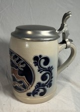 Bierkrug mit Jagdmotiv, mit Deckel