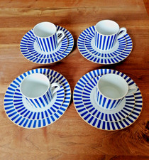 Ikea vintage Kaffeeservice für 4 Personen blau weiß gestreift SPAL Portugal