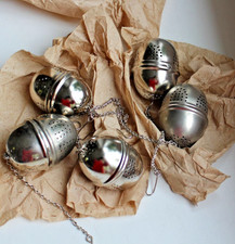 5x NEU Geschäftsauflösung 60er Jahre Tee-Ei Teesieb Teeei Metall Kette Haken