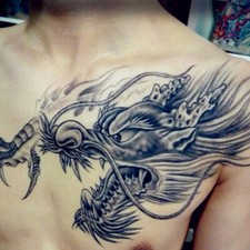 XXL Temporäres Tattoo Drache Dragon Feuer Full Arm Einmal Rauch China Drago
