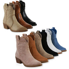 Damen Stiefeletten Spitze Cowboy Boots Stickereien Western 835978 Schuhe