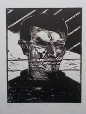 THEA KOWAR - Der Widerstandskämpfer Herbert Tschäpe. Holzschnitt signiert 1988