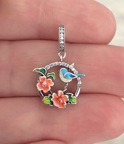 Vogel blumen charm 925 - charm,