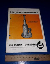 DDR Bedienungsanweisung Hydraulische Wagenheber bis 25 Mp Kfz VEB MADIX Dresden